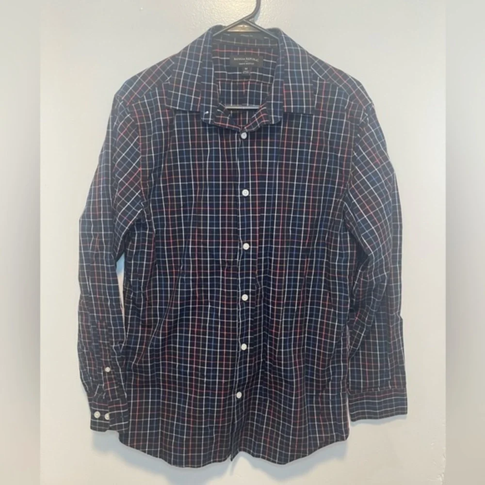 Banana Republic‎ athletic fit men’s plaid button up shirt size medium